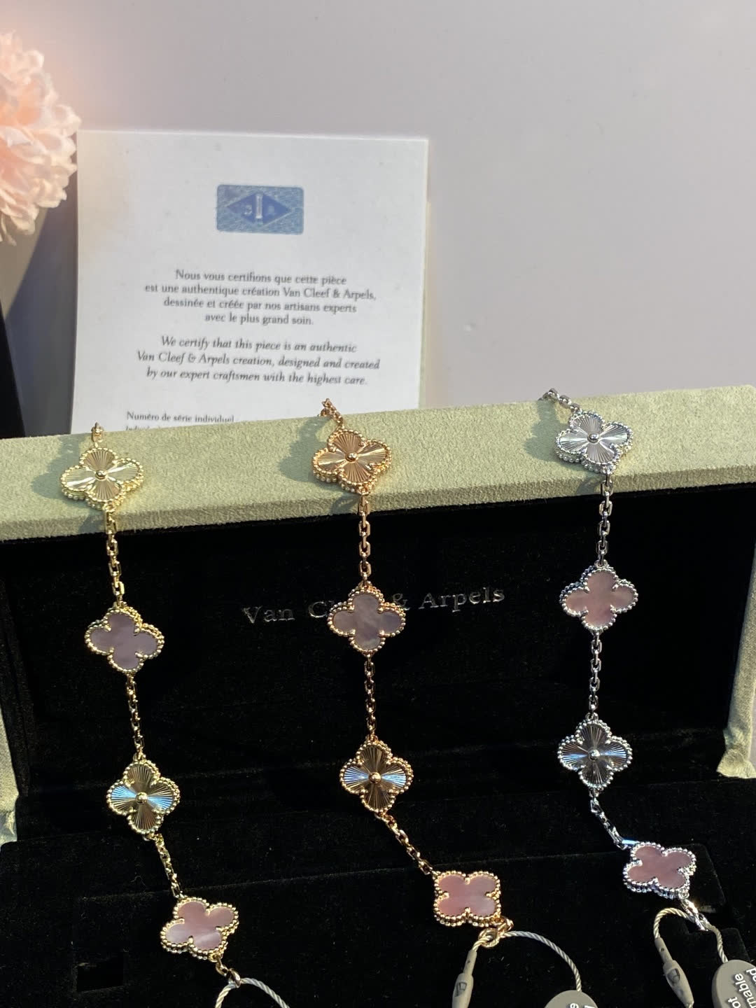Van Cleef & Arpels Alhambra Pink Gold and Silver Bracelet